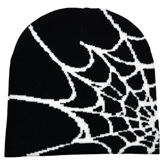 vlrwzc Spider Web Beanie Hat Wool Knitted Hat Y2K Street Beanie for Men Women Winter Warm Beanie Fashion Hip Hop Skull Cap