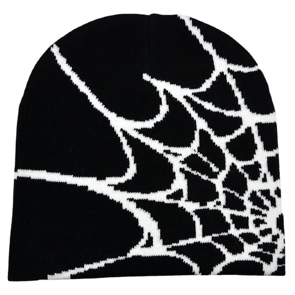 vlrwzc Spider Web Beanie Hat Wool Knitted Hat Y2K Street Beanie for Men Women Winter Warm Beanie Fashion Hip Hop Skull Cap