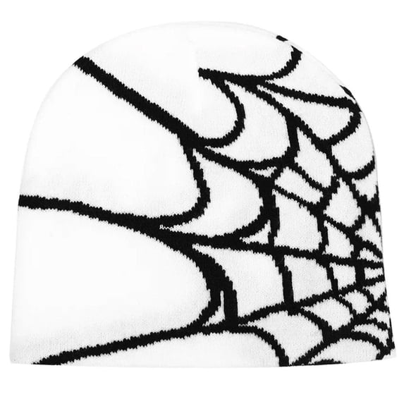 vlrwzc Spider Web Beanie Hat Wool Knitted Hat Y2K Street Beanie for Men Women Winter Warm Beanie Fashion Hip Hop Skull Cap