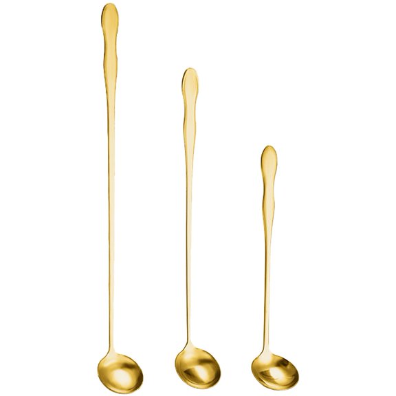 vlrwzc Stainless Steel Gourd Spoon 3PCS Extended Handle Gold