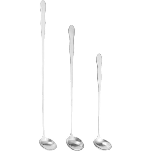 vlrwzc Stainless Steel Gourd Spoon 3PCS Extended Handle Silver