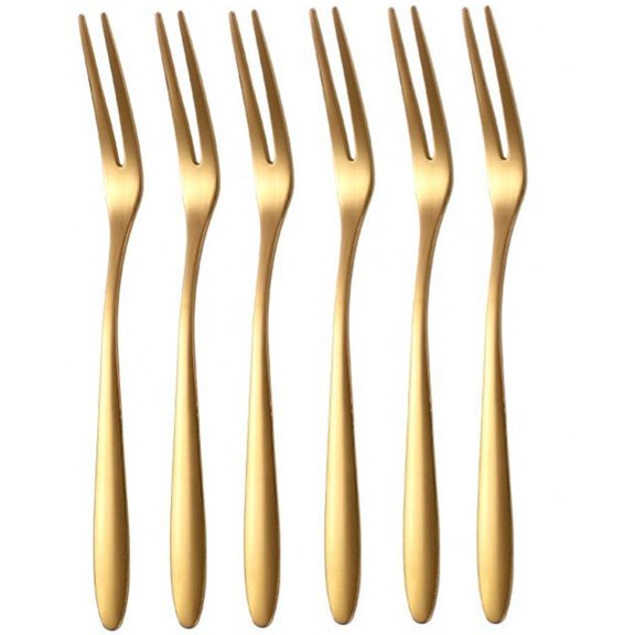vlrwzc Stainless Steel Two-tine Fork Fruit Fork Set Tableware Multiple Use Snack Cake Dessert Forks Cafeteria Home Flatware