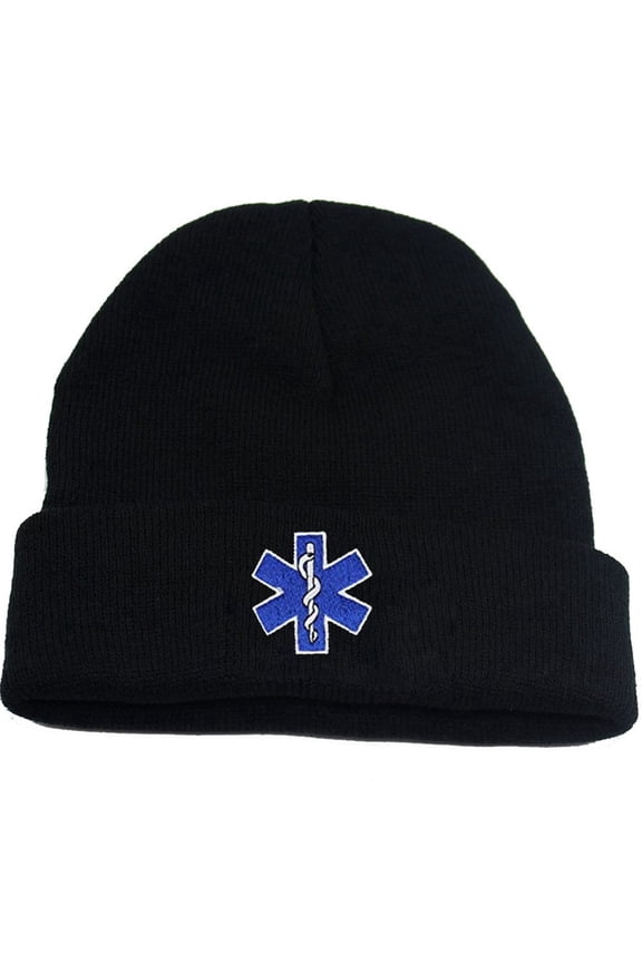 Star of Life Beanie Hat - Paramedic EMT Gifts for Men Women Emergency Medical Technician Funny Knit Cap for Nurses First Responders