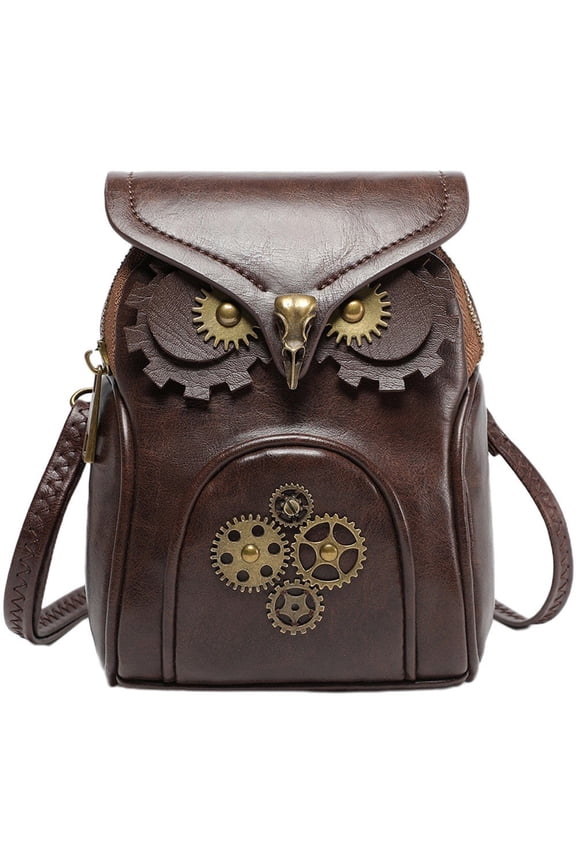 Steampunk Gothic Bag Cartoon Owl Purse Handbag Retro Satchel PU Leather Shoulder Bag for Women Lady Shopping Pouch