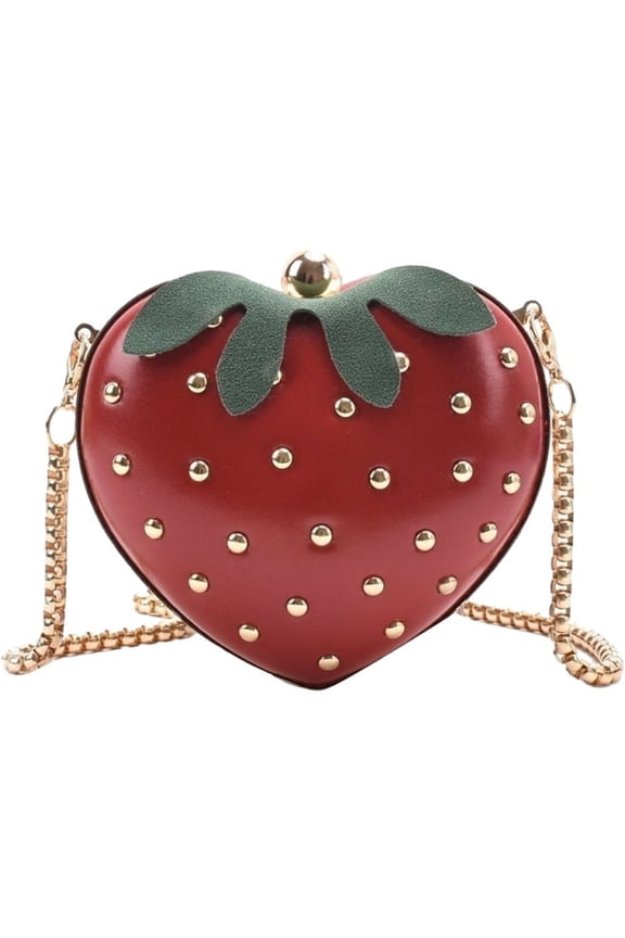 Strawberry Purse Strawberry Bag Leather Chain Purse Fruit Shoulder Bag Strawberry Accessories Kawaii Purse for Lady Women