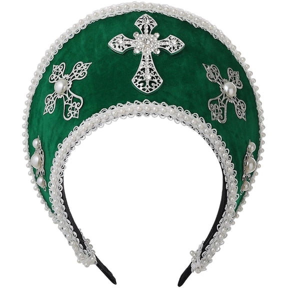 vlrwzc Tudor Cross Renaissance Crown Headpiece Royal Court Coronet Headpiece