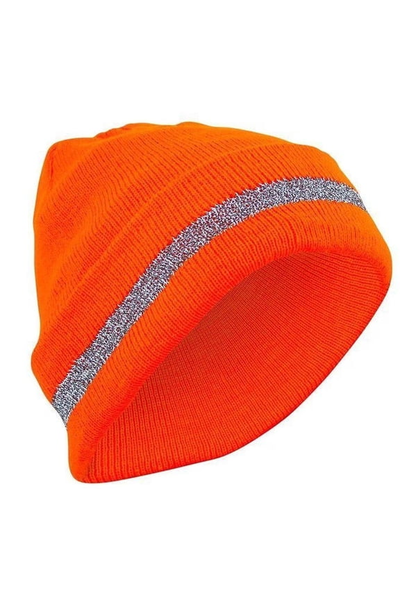 Unisex Reflective Stripe Beanie Hat Safety Beanies Adult High Visibility Knitted Hats Winter Hats Casual Bonnet Warm Caps for Outdoor
