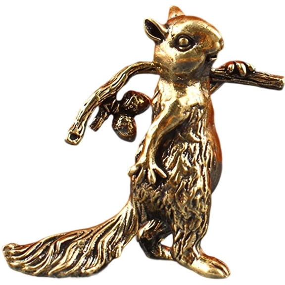 vlrwzc Vintage Brass Squirrel Figurine Desktop Ornament Solid Copper Statue Realistic Squirrel Statue Brass Squirrels Nuts Tea Pot Incense Holder Desk Decoration