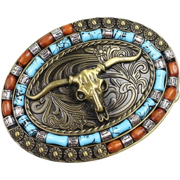 vlrwzc Western Belt Buckle Initial Vintage-Cow Rodeo Silver Large Belt Buckle For Men Women