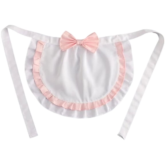 vlrwzc White Pink Apron Short Waist Kitchen Apron Sexy Short Half Waist Apron Maid dress - up activity Apron Kitchen Ruffled Waist Apron For Restaurant Hotel Party