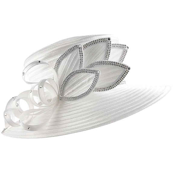 vlrwzc Wide Brim Satin Church Hat Afternoon Tea Derby Headwear