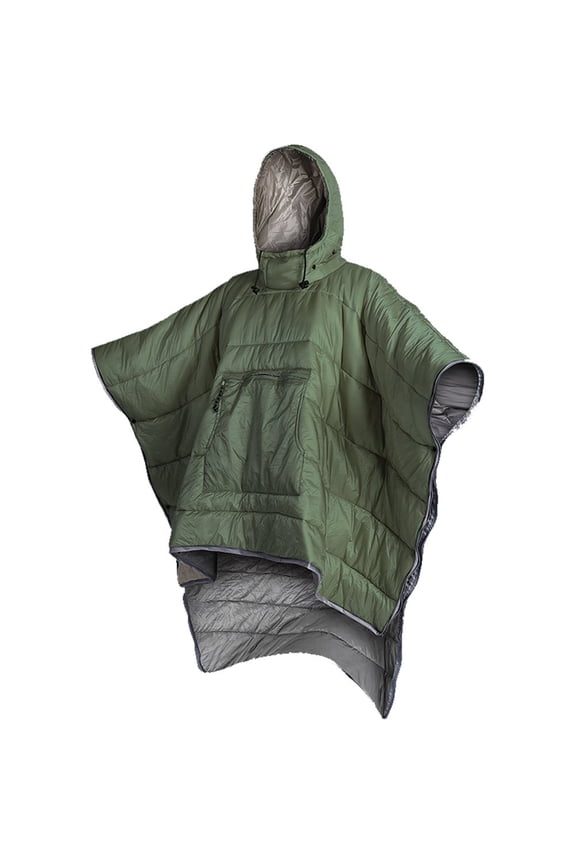 Winter Poncho Coat Wearable Hooded Blanket Outdoor Camping Warmth Small Quilt Water-resisitant Sleeping Bag Cloak Cape with Hat for Men Women