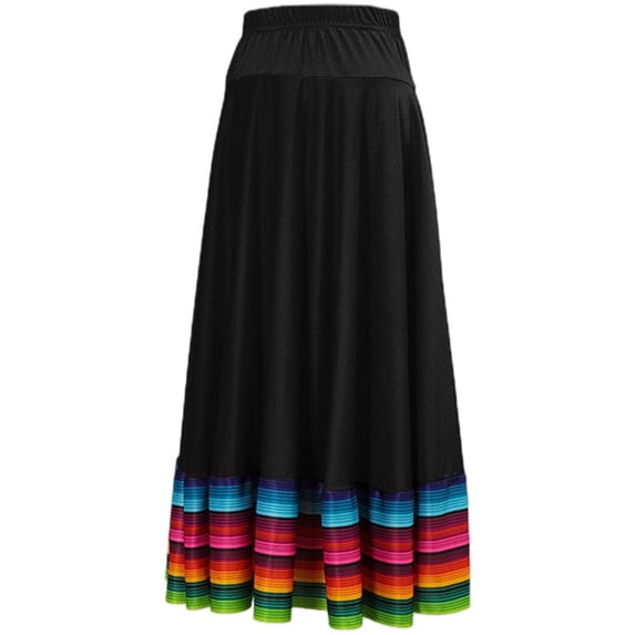 vlrwzc Womens Folklorico Dance Skirt Spanish Flamenco Colorful Big Swing Long Skirts Folkloric Mexican Folk Dance