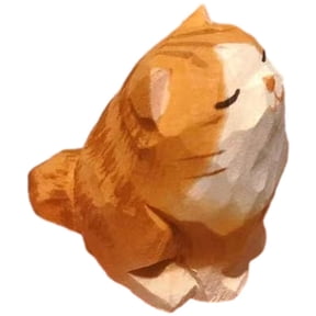 vlrwzc Wooden Cat Figurines Mini Orange Kitten Cute Animal Statue Handmade Cat Ornament Small Cat Sculpture Art Carving Work
