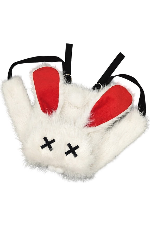 Y2K Fuzzy Bunny Backpack Women Plush Rabbit Ear Rucksack Casual Travel Daypack