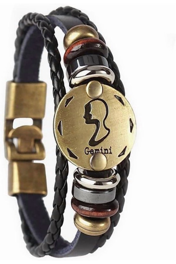 vmcoatdu 12 Zodiac Constellations Retro Alloy Leather Bracelet for Constellation Braided Rope Bracelet Bangle