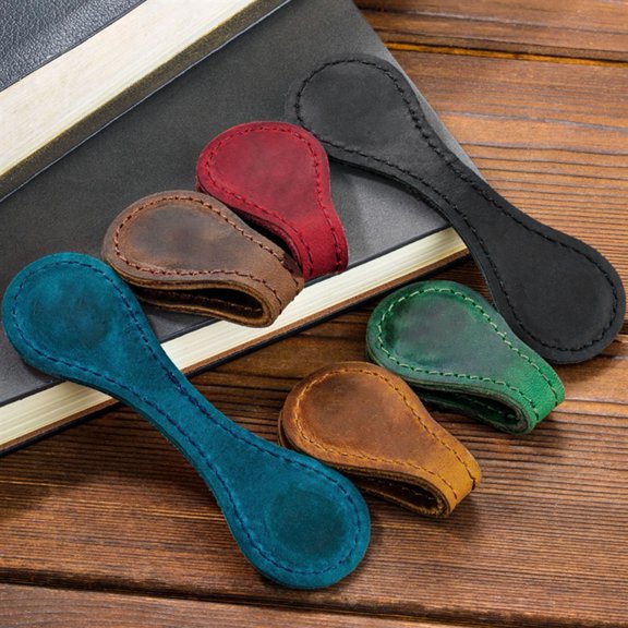 vnanda 2Pcs Magnetic Bookmarks, Book Marker Clip Vintage Faux Leather Book Page Marker for Book Lovers Reader Teacher Students Reading Supplies