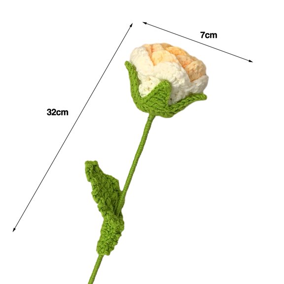 vnanda Beautiful Tasteful Crochet Blooms Handmade Crochet Flower Bouquet Exquisite Braided Rose Design Fade-resistant Yarn Blooms for Beautiful Tasteful Home