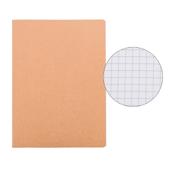vnanda Blank-design Notebook A4/a5/b5 Vintage Kraft Paper Notebook with Beige Paper Sewing Binding Blank-design Square Grid Line Eye Protection for Students