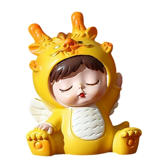 vnanda Cartoon Baby Dragon Figure 2024 Chinese New Year Lucky Dragon Figurine Adorable Cartoon Animal Model for Home Office Decoration Dragon Ornament