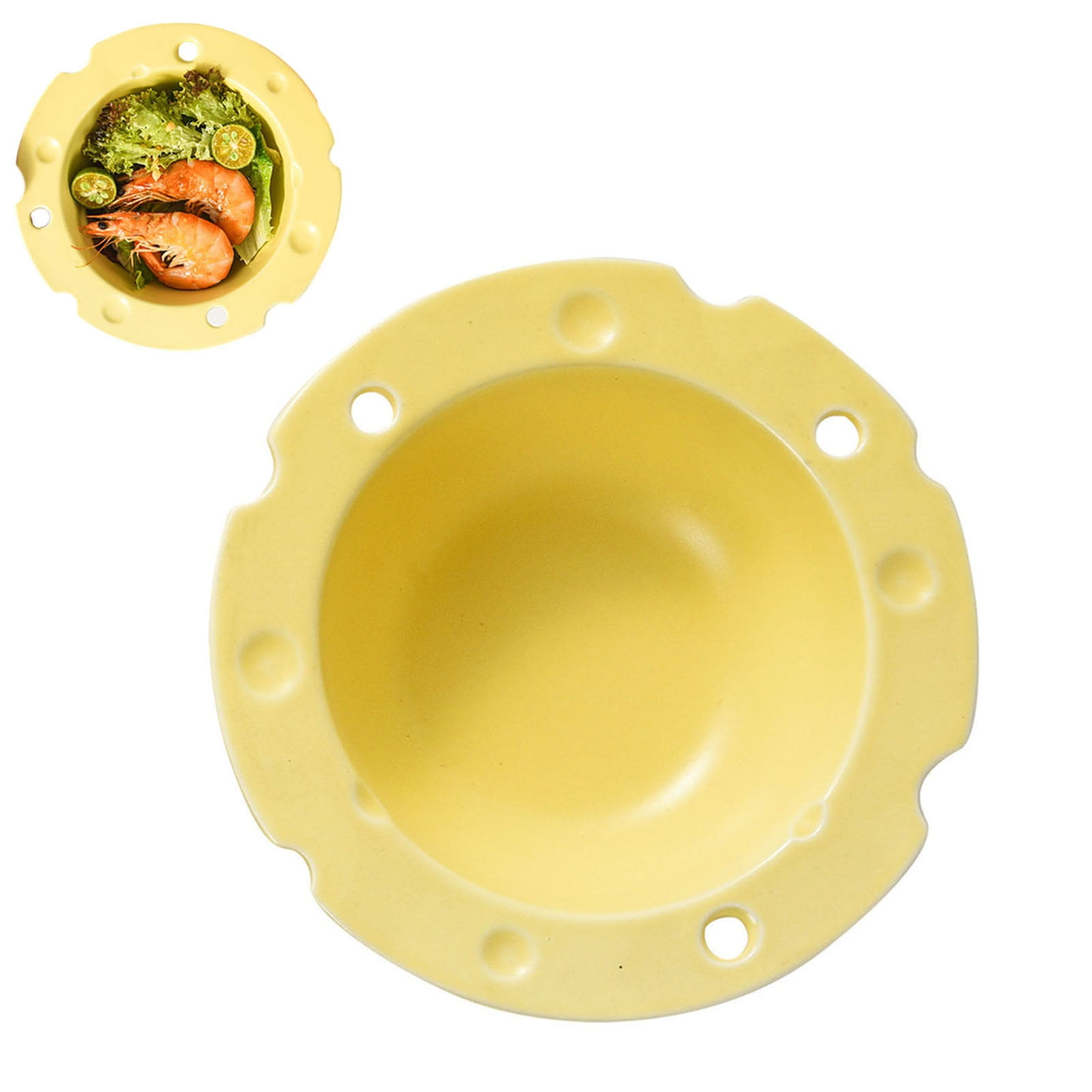 vnanda Ceramic Salad Bowl Ceramic Cheeseshaped Bowl Capacity Food