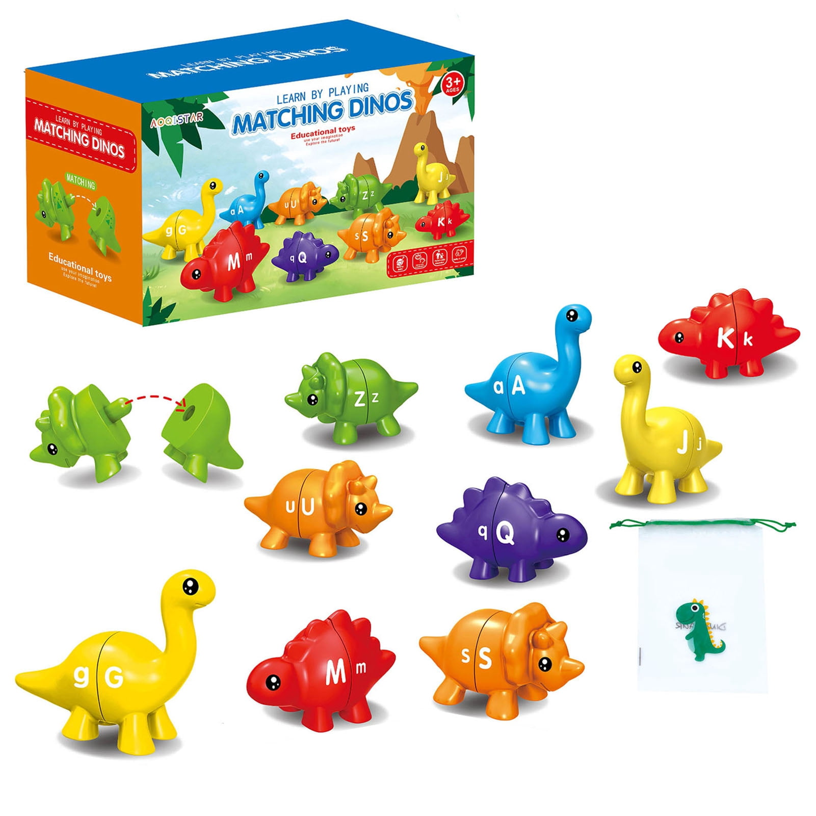 vnanda Color Sorting Dinosaur Set Letters Matching Dinosaur Toys ...