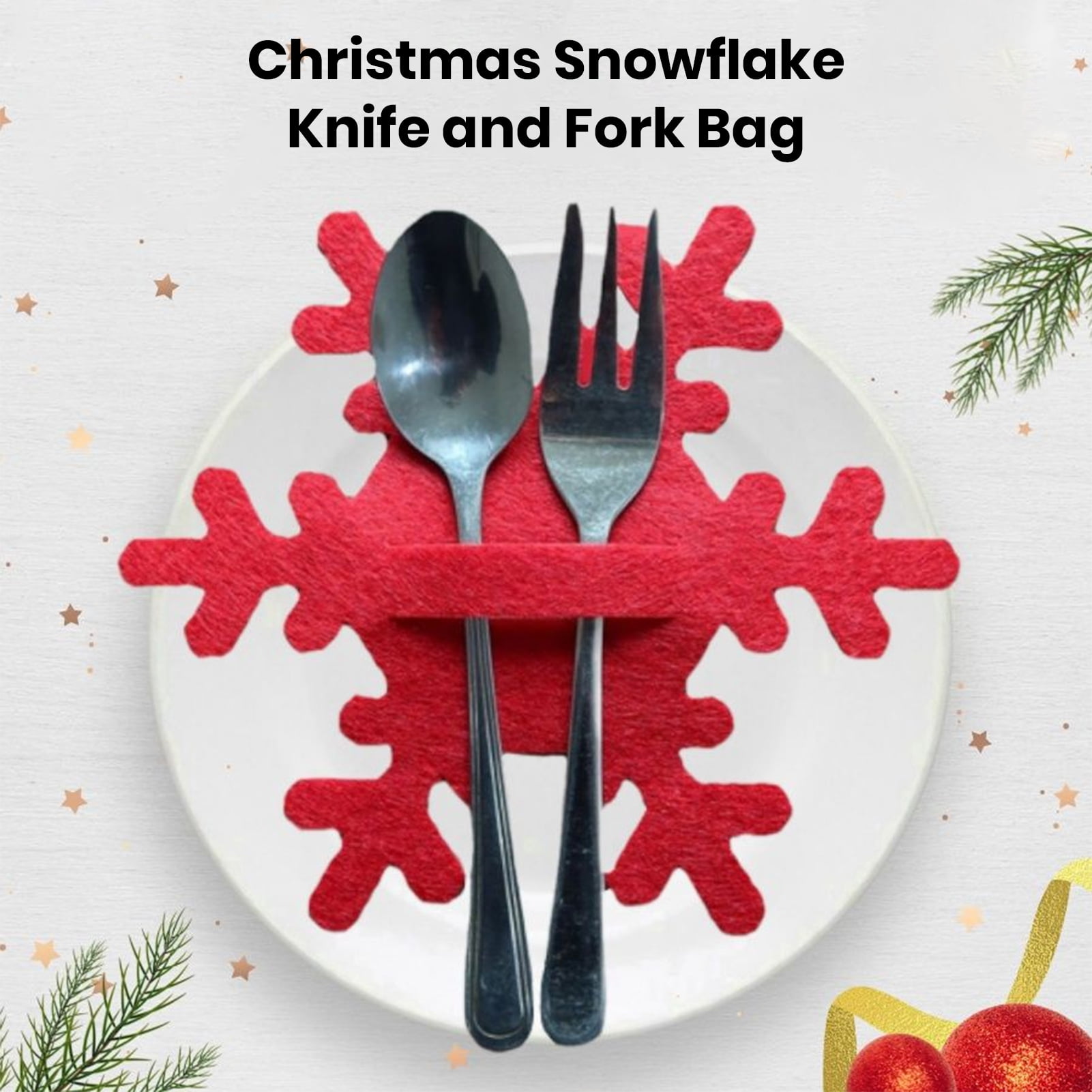 vnanda Decorative Utensil Pouch Set of 4 Christmas Snowflake Cutlery ...