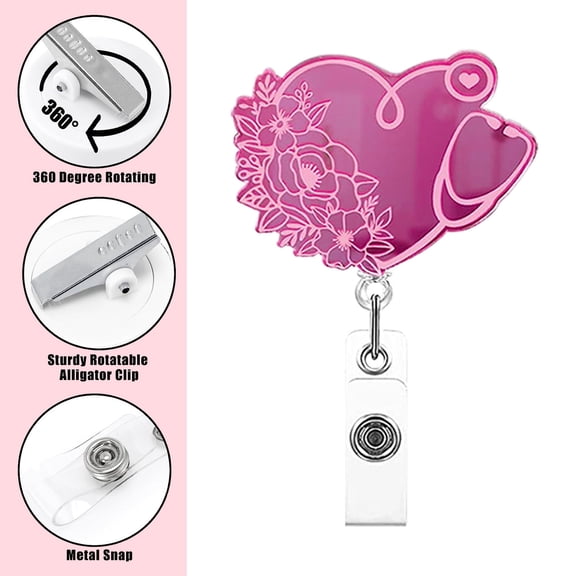 vnanda Durable Retractable Badge Reel Stylish Practical Badge Holder with Retractable Lanyard Easy-to-pull Reel Design Unique Shape Anti-lost Id for Office