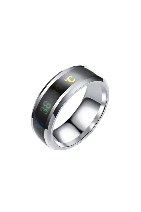 Finger Ring Intelligent Body Temperature Sensing Ring Steel Wedding Band for Men Women Temperature-sensitive Ring
