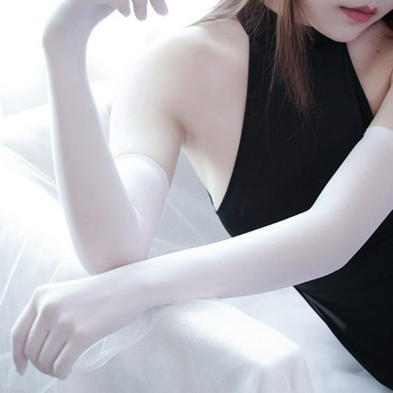 vnanda Full Fingers Gloves Stretchy Lightweight Women's Gloves for Club Stage Performance Pole Dancing 1 Pair Breathable Mesh See-through Full Finger