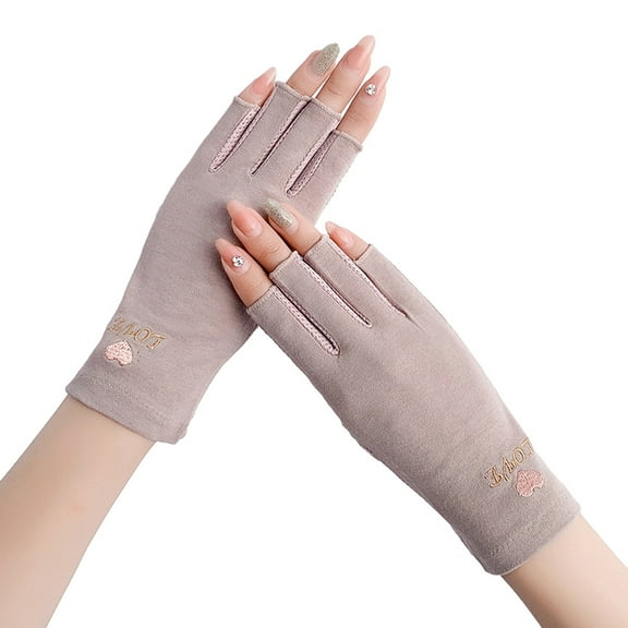 vnanda Half Finger Manicure Gloves 1 Pair Half Finger Gloves Uv Driving Fishing Camping Thin Gel Manicure Gloves for Women Fishing Gloves