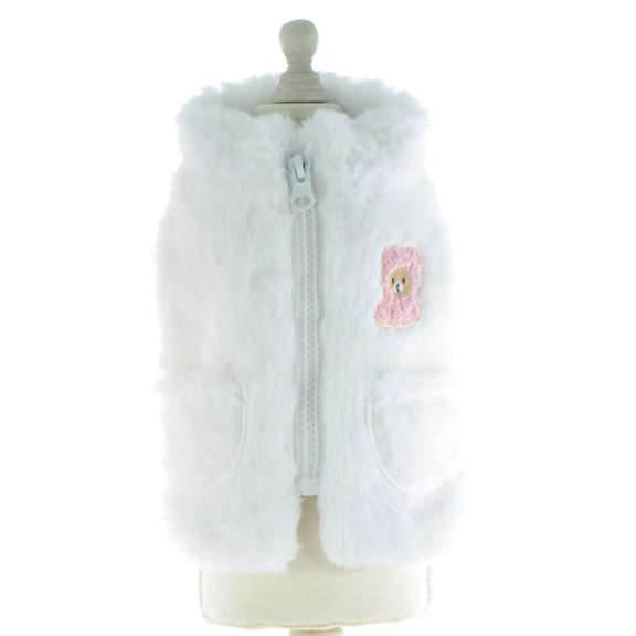 vnanda High-quality Pet Vest Autumn Winter Plush Pet Vest with Bear Pattern Pocket Small Medium Dog Coat