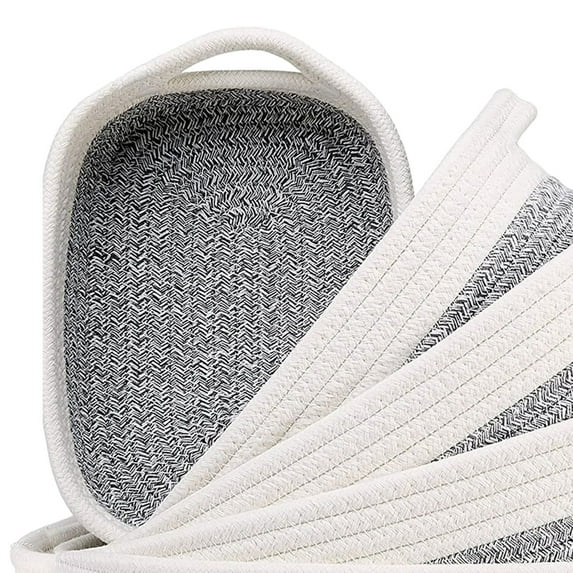 vnanda Housewarming Gift Basket Set of 5 Woven Storage Baskets Stylish Durable Cotton Rope Baskets with Handles for Household Bedroom Organization