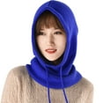 thumbnail image 1 of vnanda Knit Hat Ladies Winter Balaclava Knitted Thick Solid Color Drawstring Elastic Ear Neck Protection Lightweight Warm Soft Unisex Women Men Daily Hat, 1 of 8