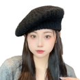 thumbnail image 1 of vnanda Knitted Polyester Hat Beret Hat Autumn Winter Rabbit Plush Knitted Breathable Stylish All-match Solid Color Elastic Painter Hat Solid Color Stretchy, 1 of 8