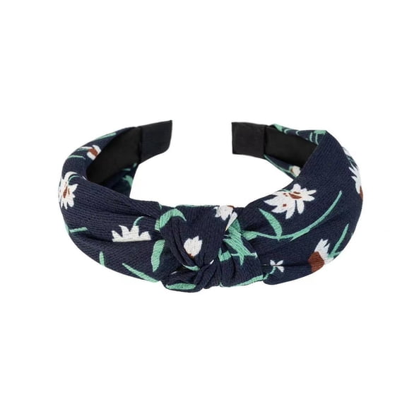 vnanda Knotted Headband for Women Korean Style Fabric Cross Knot Headband Flower Printed Lightweight Durable Hair Accessories Fabric Hairpin for Wet Hair