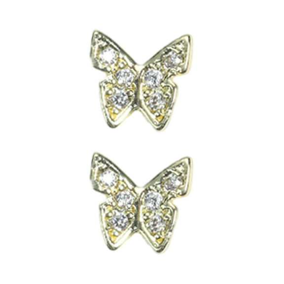 vnanda Nail Jewelry Nail Art Jewelry 2 Pcs Butterfly Nail Charms with Cubic Zirconia for Diy Nail Art Manicure Decorations 3d Butterfly Shape Alloy Charms