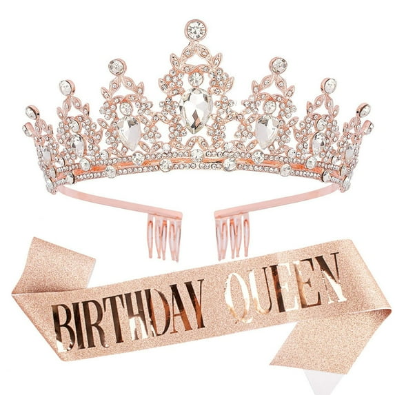 vnanda Party Crown Elegant Etiquette Belt Set with Perfect for Princesses Prom Queens Birthday Girls Ideal Cosplay Pageants Weddings Parties Outfit This