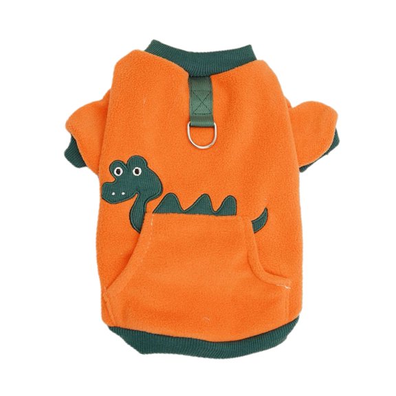 vnanda Pet Clothes Winter Cartoon Cat Dog Clothes 2-legged Cute Dinosaur Pattern with Traction Ring Fashionable Christmas Sweater for Small Pets Portable Pet