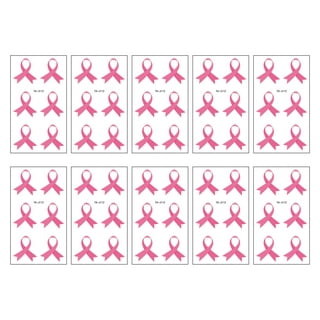  10Sheets Pink Ribbon Tattoos,Breast Cancer Awareness