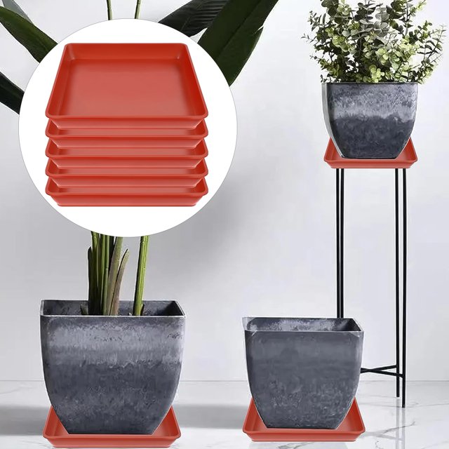 vnanda Planting Tray for Pots Square Plastic Plant Tray Set 5 Durable