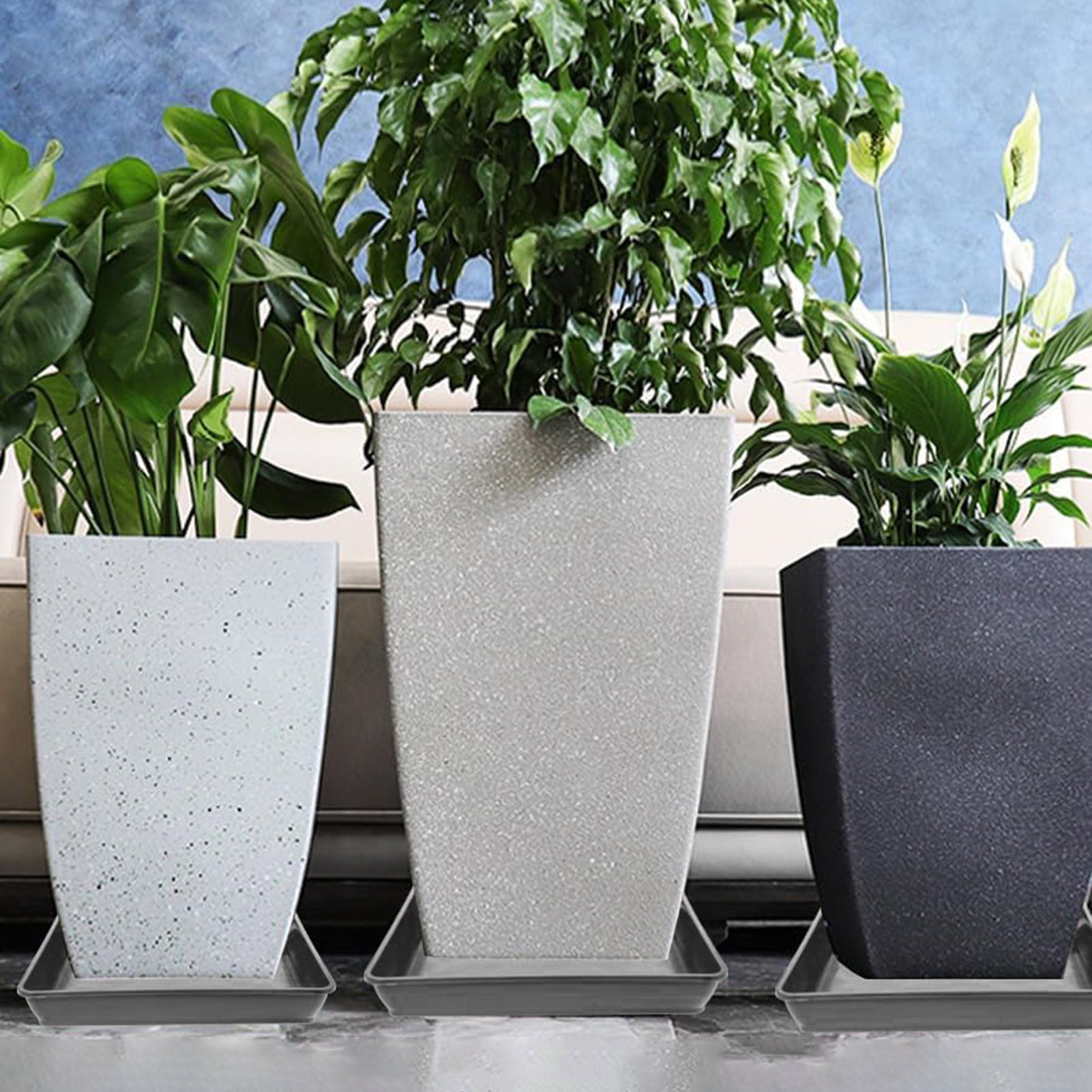 vnanda Planting Tray for Pots Square Plastic Plant Tray Set 5 Durable