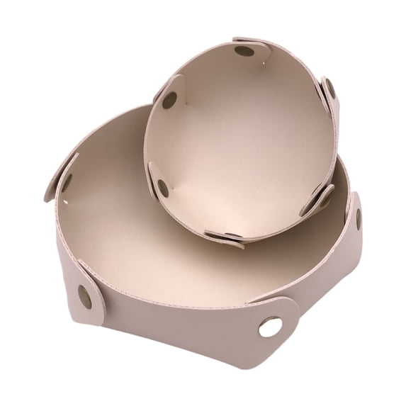 vnanda Practical Storage Tray 2pcs Storage Tray Space-saving Foldable Button Designs Faux Leather Storage Box for Jewelry Keys Storage Tray for Watches