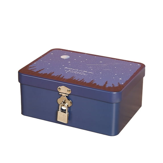 vnanda Retro-themed Storage Box with Lock Key 1 Set Tin Box with Lock Key Vintage Style Jewelry Storage Case for Home