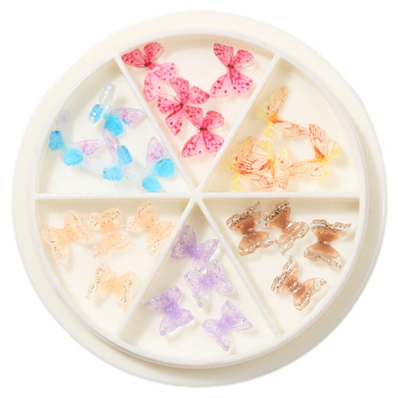 vnanda Shiny Nail Decorations 1 Box 3d Butterfly Nail Charms Resin Ornament Diy Craft Project Manicure Accessories Nail Art Jewelry Phone Case for Women