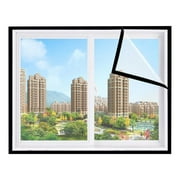 vnanda Shrinkage-proof Window Insulation Kit Winter Windproof Thermal Indoor Plastic Curtain Window Insulation Kit Transparent Film with Adhesive Straps