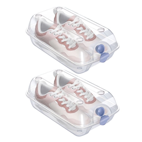 vnanda Smell-proof Shoe Storage 2 Pcs Shoes Storage Box Thickened Transparent Ventilation Hole Dust-proof Anti-crack Reusable Universal Boot Box Car Travel
