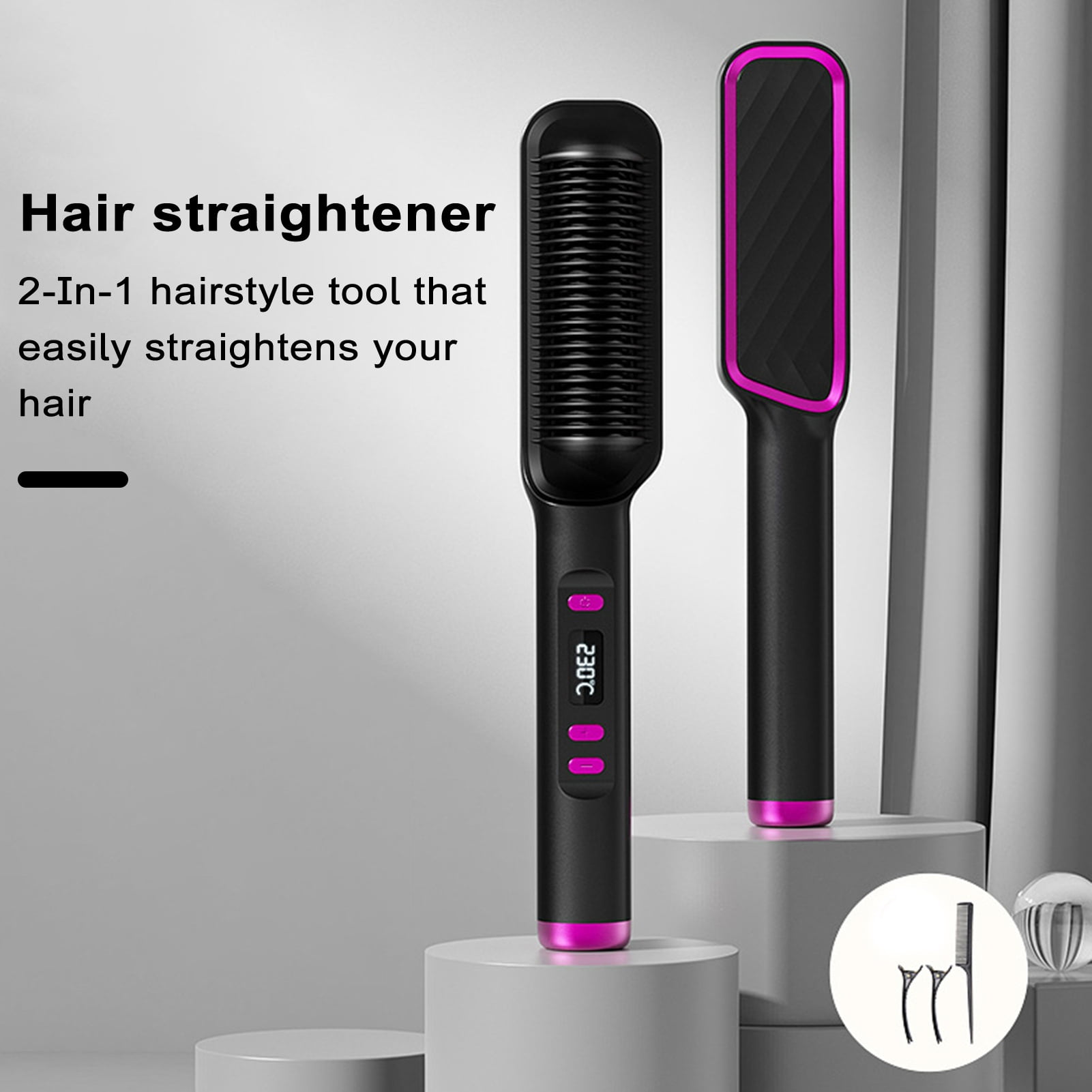 Electric Hot Comb Ceramic Hair Straightening Tool Dual Voltage 60 Min Auto Shut Off Walmart