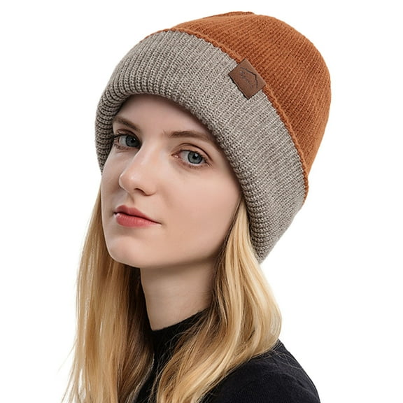 vnanda Thermal Hat Unisex Winter Hat Knitted High Elasticity Soft Warm Baggy Anti-slip Regular Fit Double-sided Wear No Brim Windproof Ear for Women