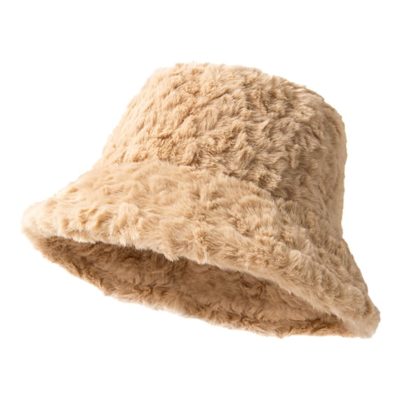 vnanda Thick Plush Winter Hat Women's Winter Fisherman Hat with Wide Brim Plush Lining Windproof Cold Resistant Lady Buckle Cap in Solid Colors